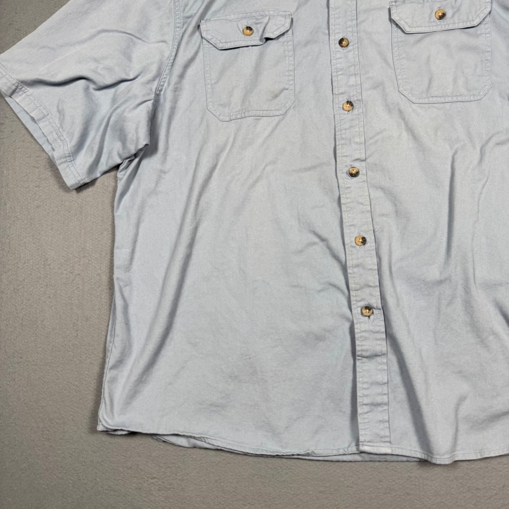 Wrangler Button Down Shirt Mens 2XL Blue Short Sleeve Cotton Twill Workwear Top - Picture 12 of 13